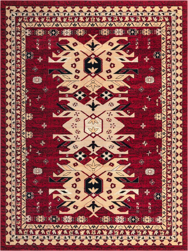 Isadora · Tribal medallion rug, red and cream