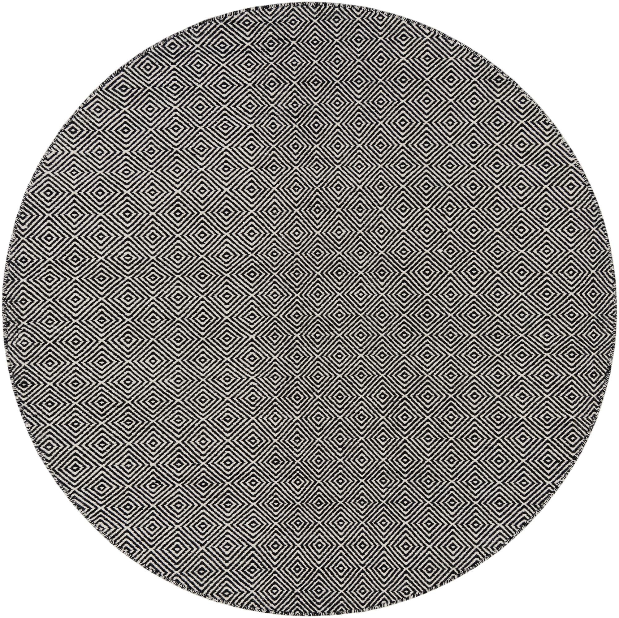 6' 1 x 6' 1 Standish · Diamond Wool Rug, black and ivory