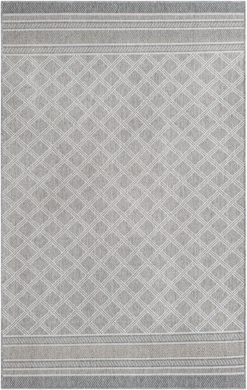 5' 1 x 8' Mercer · Border Outdoor Rug, gray