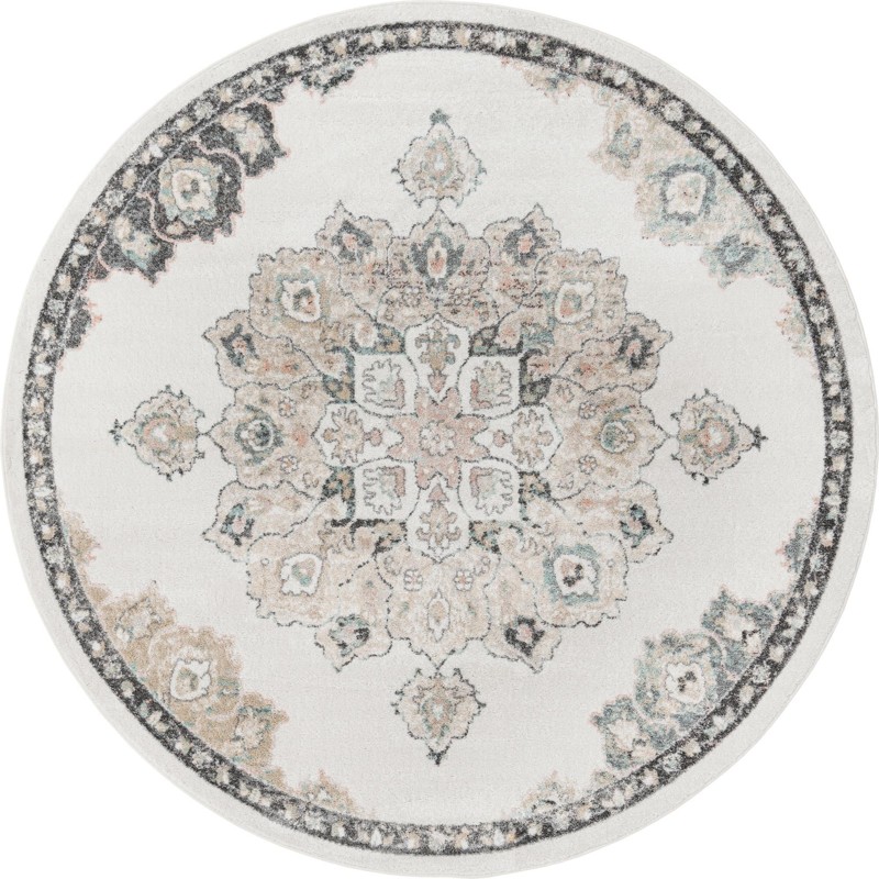 7' 10 x 7' 10 Nettle · Border rug, ivory