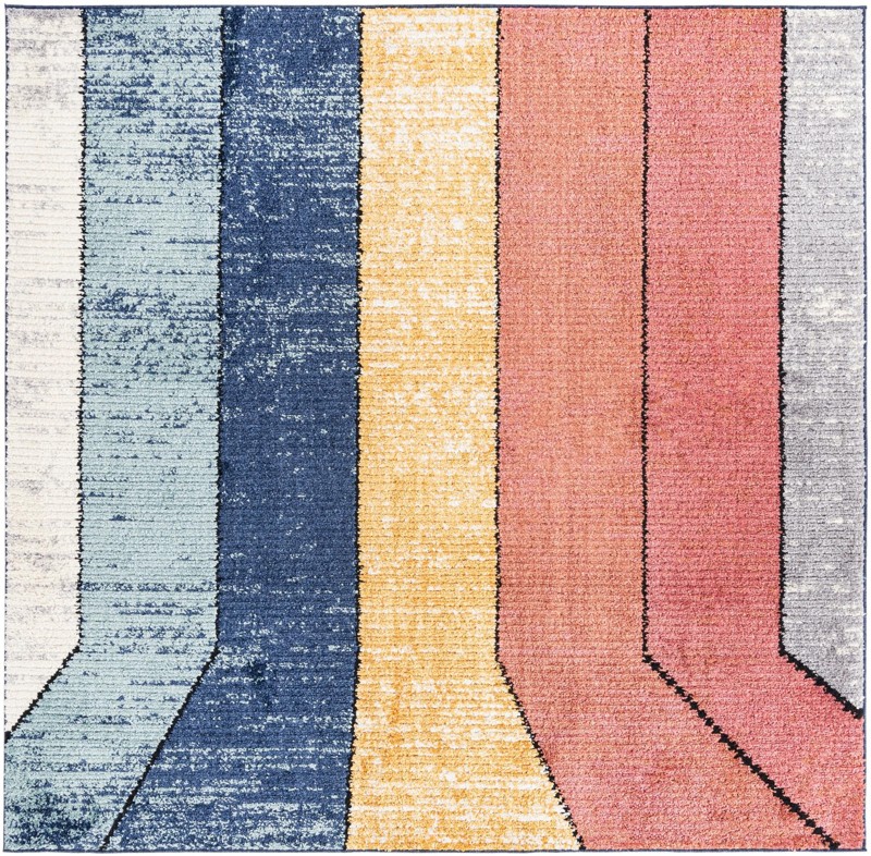 7' 10 x 7' 10 Rosewood · Lines rug, multi