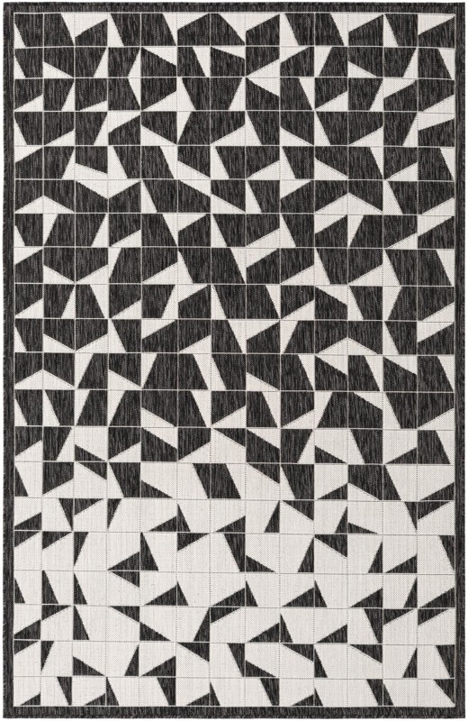 5' 3 x 8' Hildreth · Geometric Outdoor Rug, black and white