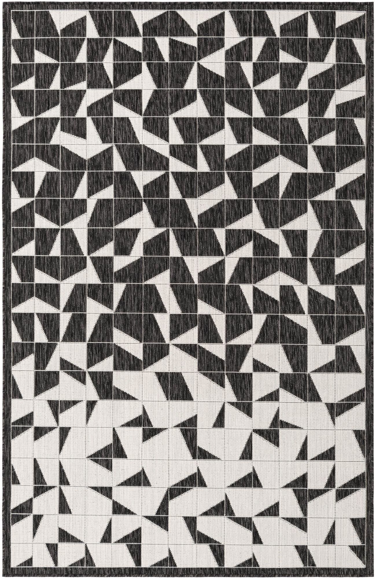 5' 3 x 8' Hildreth · Geometric Outdoor Rug, black and white