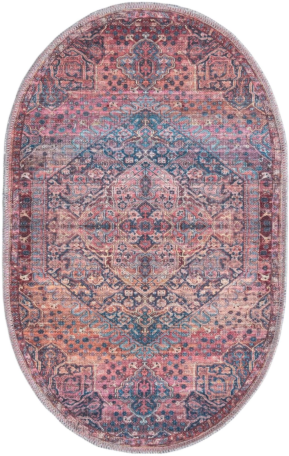 2' x 3' Darnell · Medallion Washable Rug, rust and navy