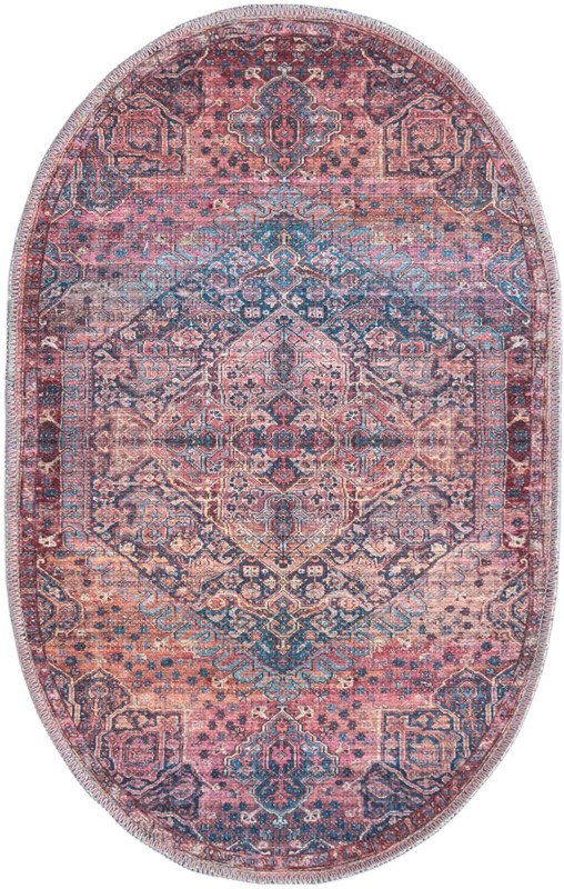 2' x 3' Darnell · Medallion Washable Rug, rust and navy