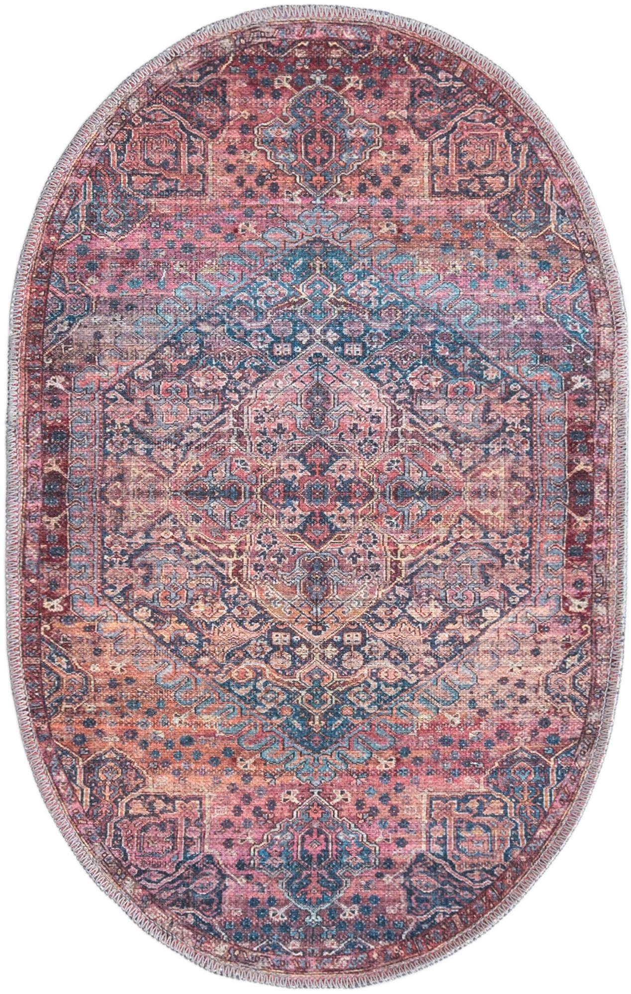 2' x 3' Darnell · Medallion Washable Rug, rust and navy