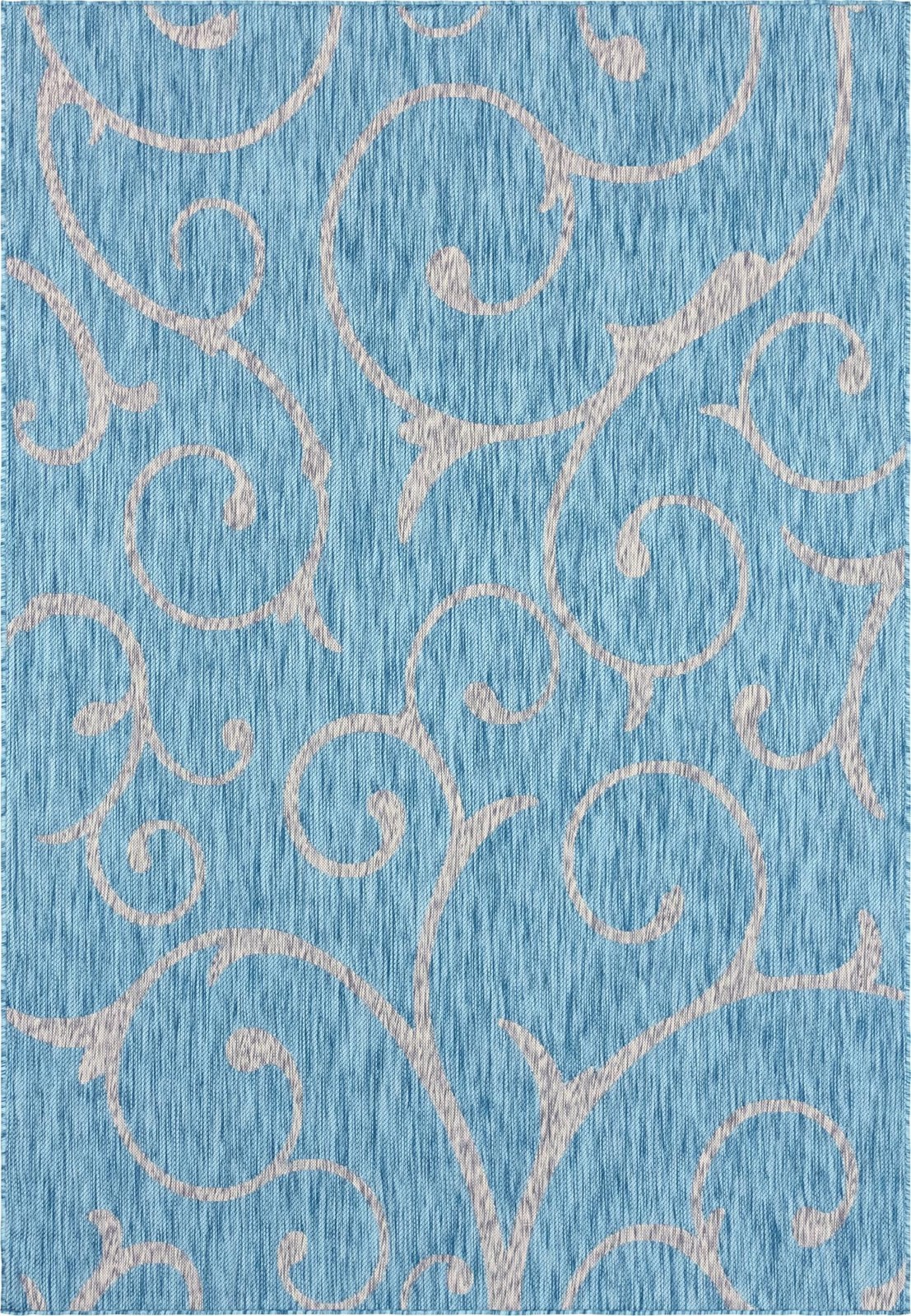 7' x 10' Shale · Floral / botanical Outdoor Rug, aqua