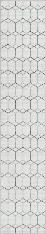 2' 7 x 13' Babcock · Geometric rug, white