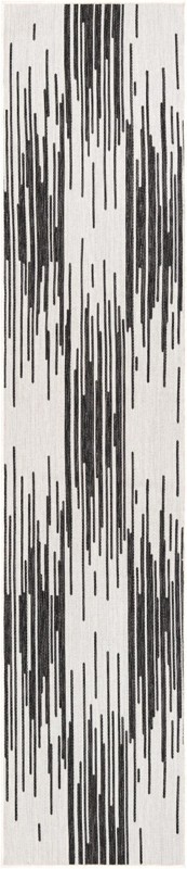 2' 7 x 12' Copse · Lines Outdoor Rug, black and white