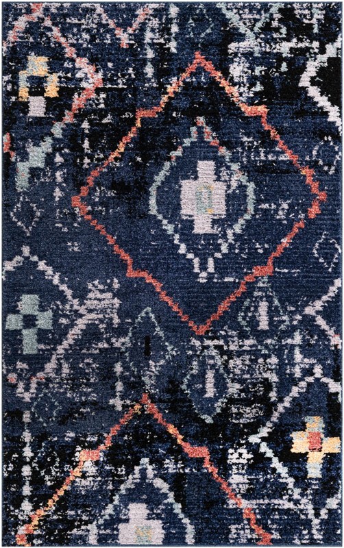 5' x 8' Burr · Abstract rug, navy
