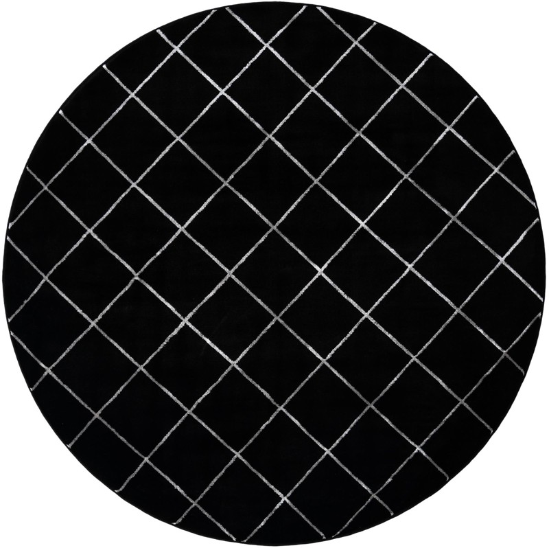 7' 10 x 7' 10 Gilchrist · Diamond rug, black and silver