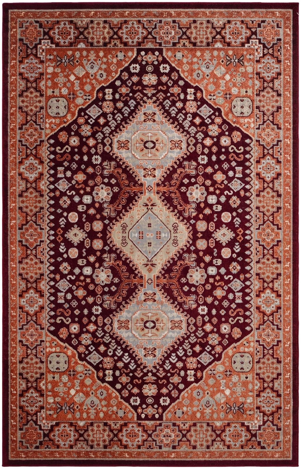 5' 3 x 8' Middlebury · Medallion Washable Rug, burgundy and terracotta