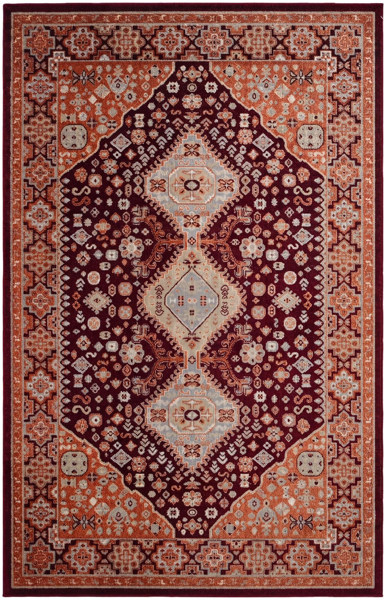5' 3 x 8' Middlebury · Medallion Washable Rug, burgundy and terracotta