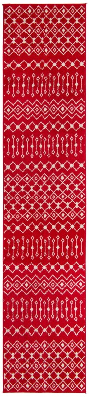 2' 7 x 12' Boswell · Geometric trellis rug, burgundy and ivory