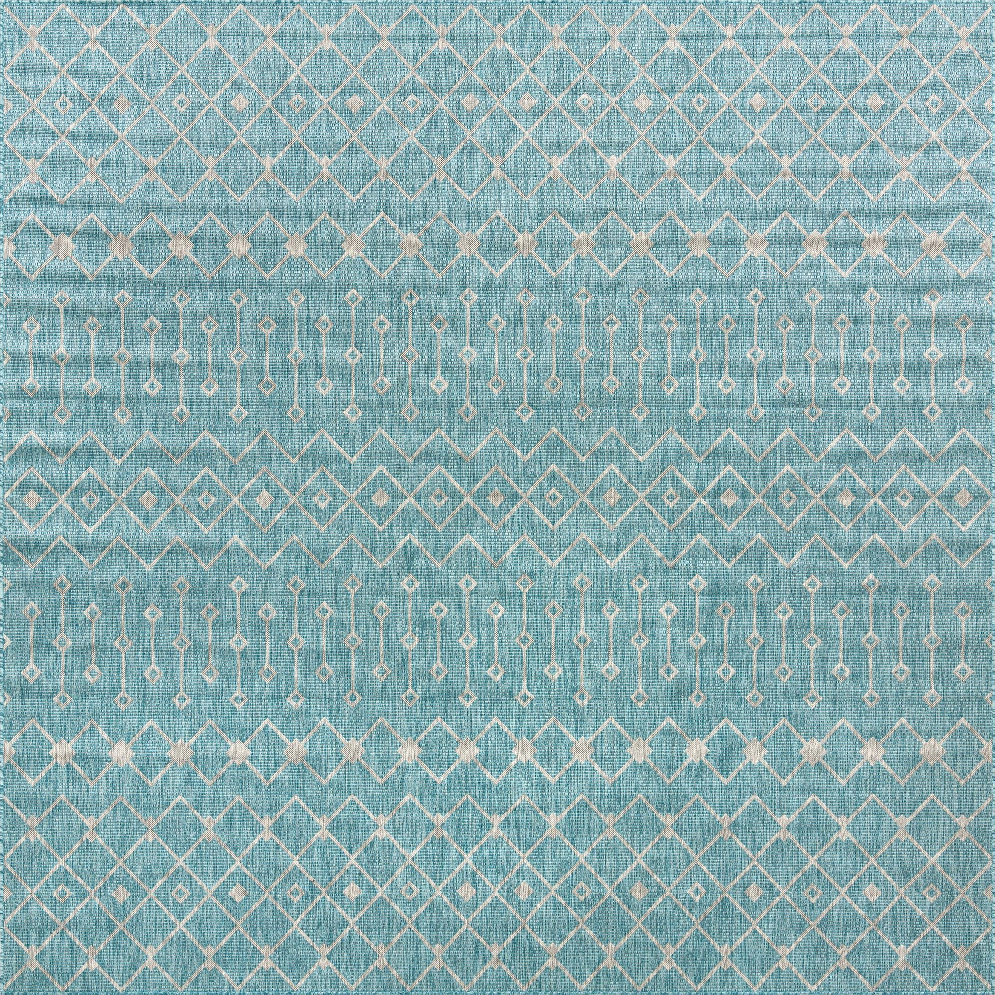 10' 8 x 10' 8 Kearney · Diamond Outdoor Rug, aqua