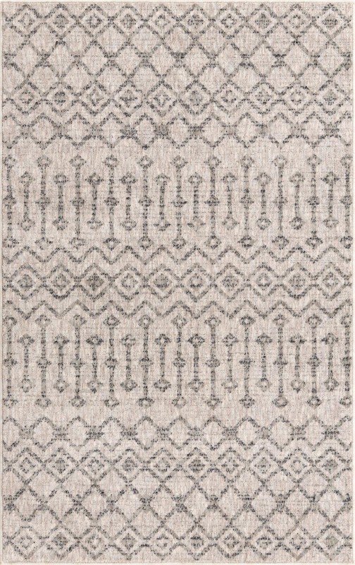 4' x 6' Harlan · Geometric tribal rug, ivory and gray