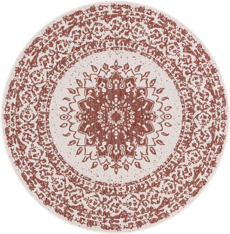 6' x 6' Royce · Medallion Outdoor Rug, rust red