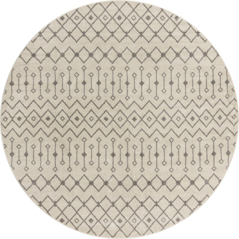 10' x 10' Boswell · Geometric lattice rug, ivory and gray
