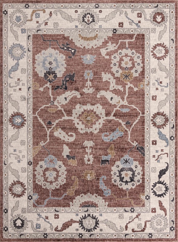 10' x 13' Lancey · Medallion rug, dusty rose and ivory