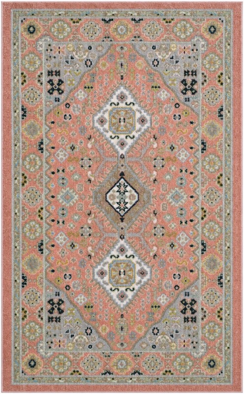 3' 3 x 5' 3 Middlebury · Medallion Washable Rug, rose and gray