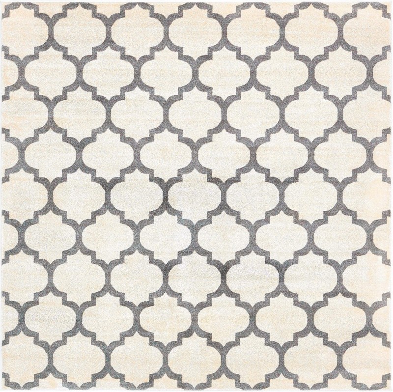 7' 10 x 7' 10 Arkwright · Trellis rug, beige and gray