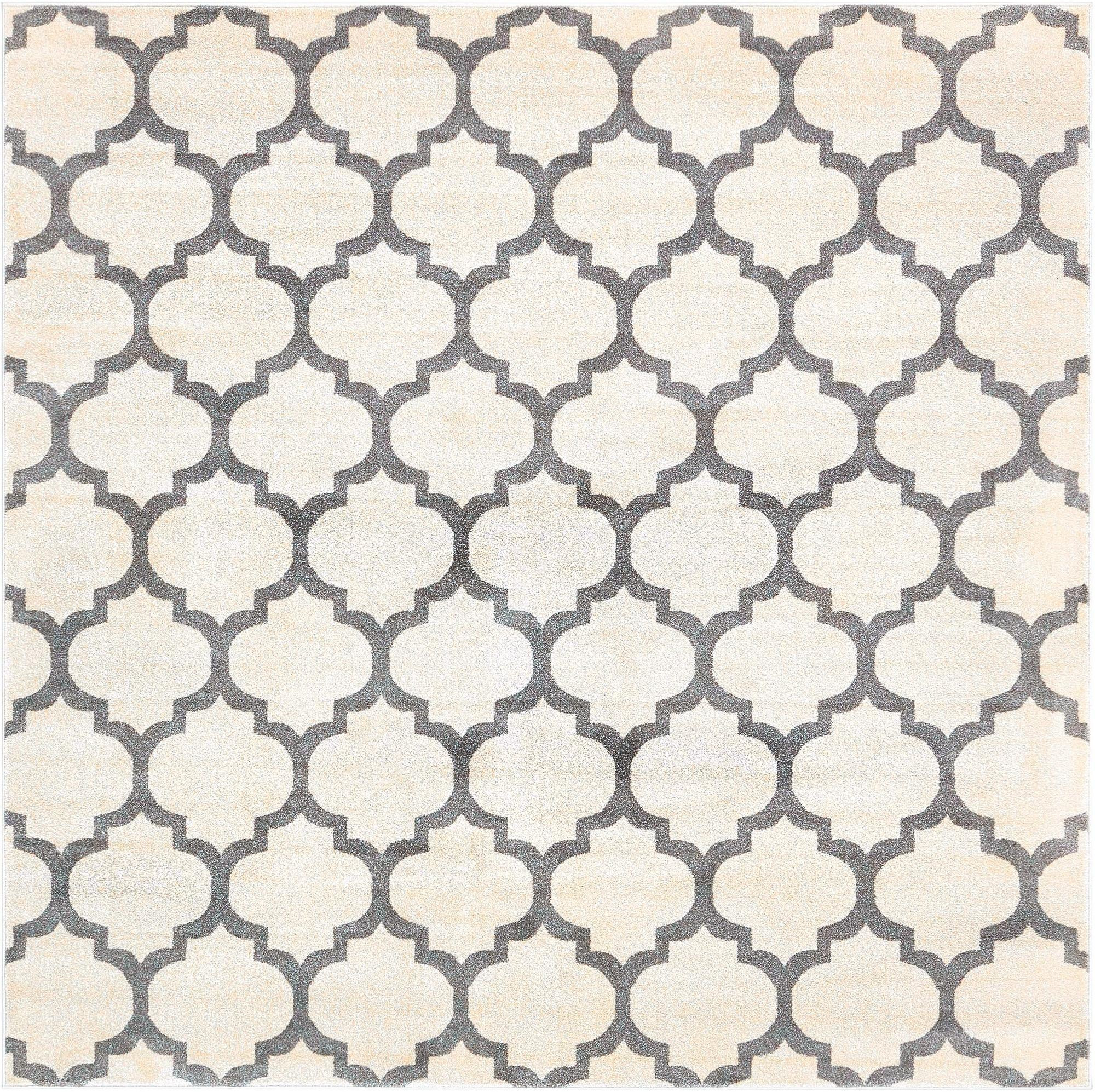 7' 10 x 7' 10 Arkwright · Trellis rug, beige and gray