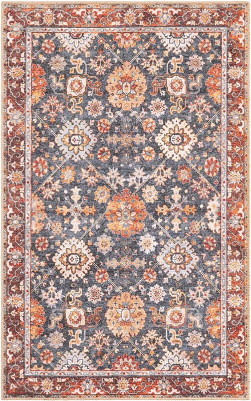 Carden · Border Washable Rug, navy blue
