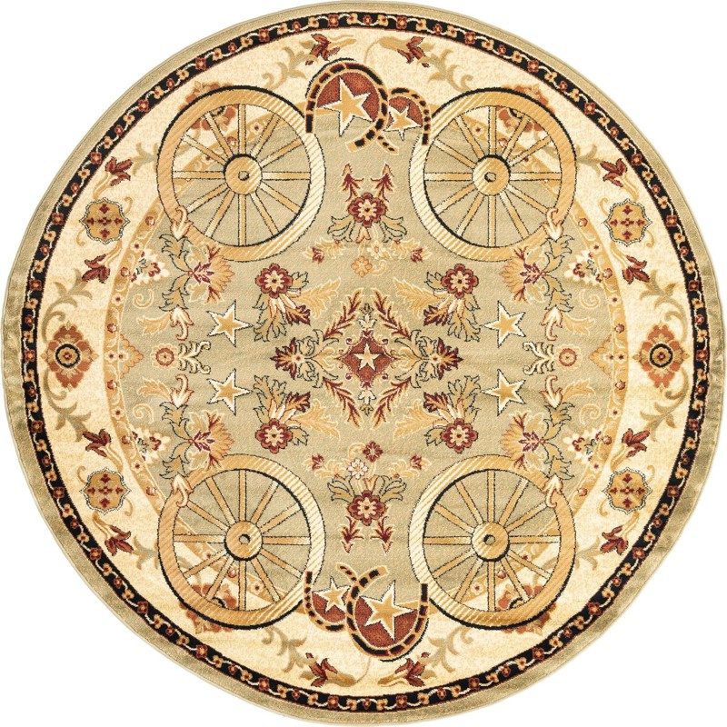 7' 10 x 7' 10 Tabor · Border rug, green
