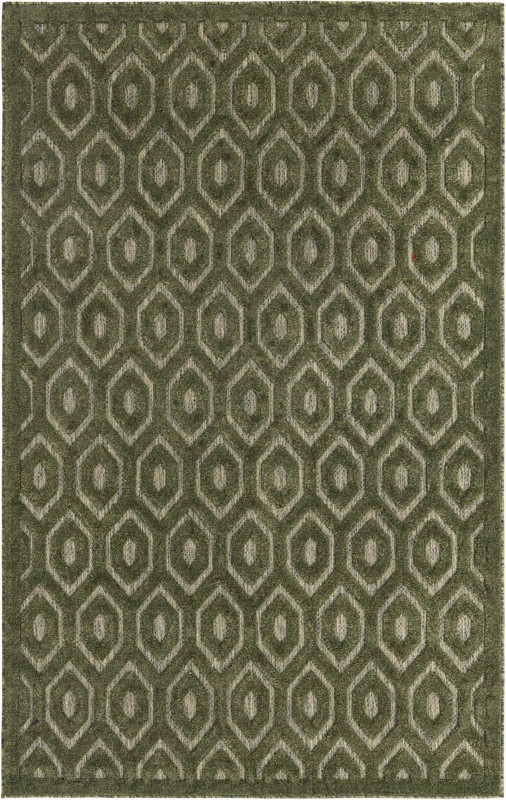 5' 3 x 8' Roanoke · Geometric lattice Outdoor Rug, olive and taupe