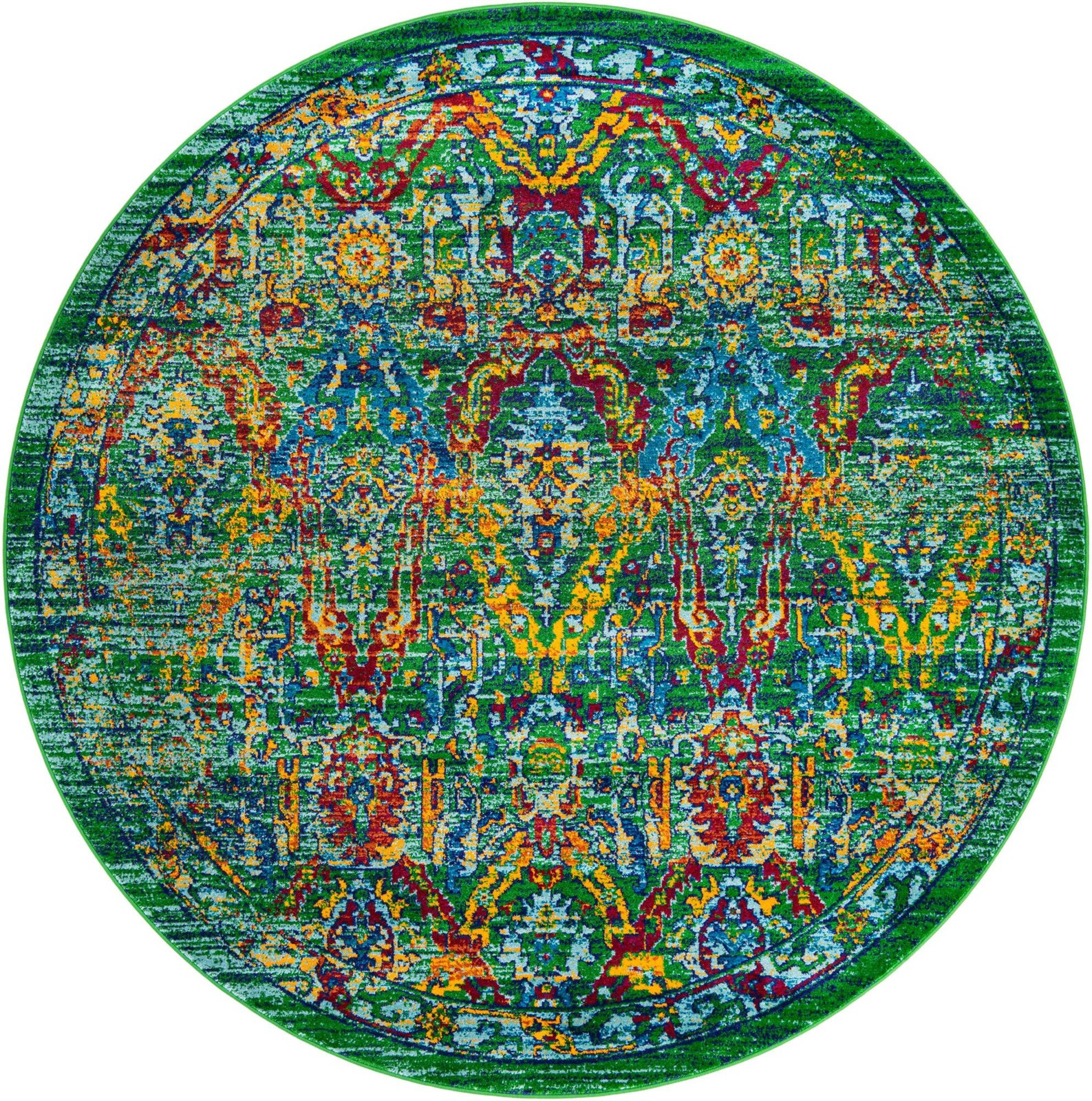 7' 10 x 7' 10 Rosehip · Border rug, green
