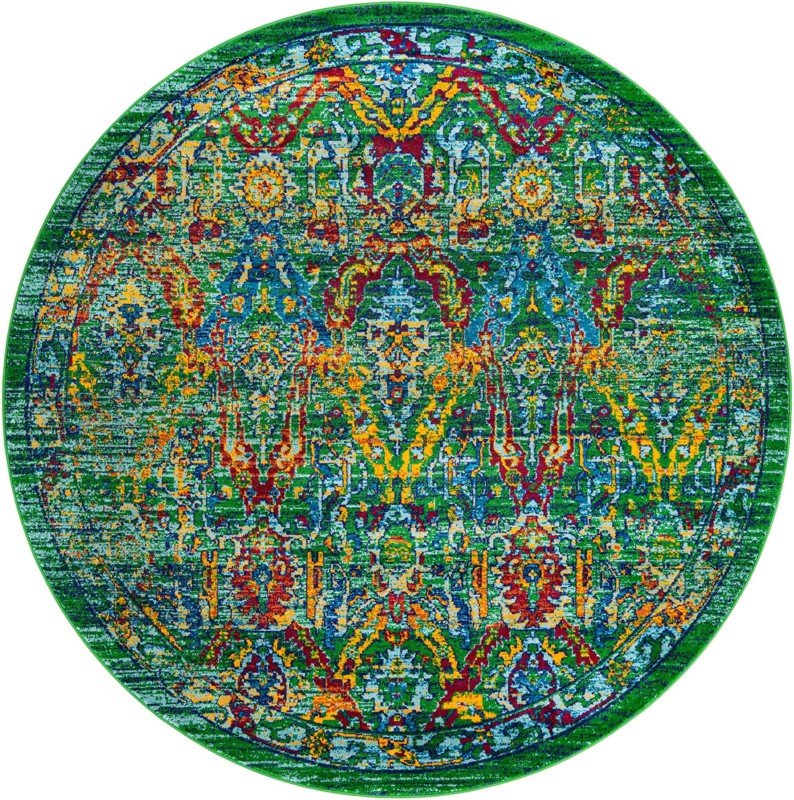 7' 10 x 7' 10 Rosehip · Border rug, green