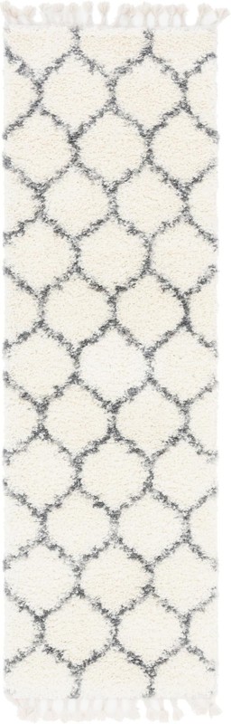 Everett · Lattice Shag Rug, ivory and gray