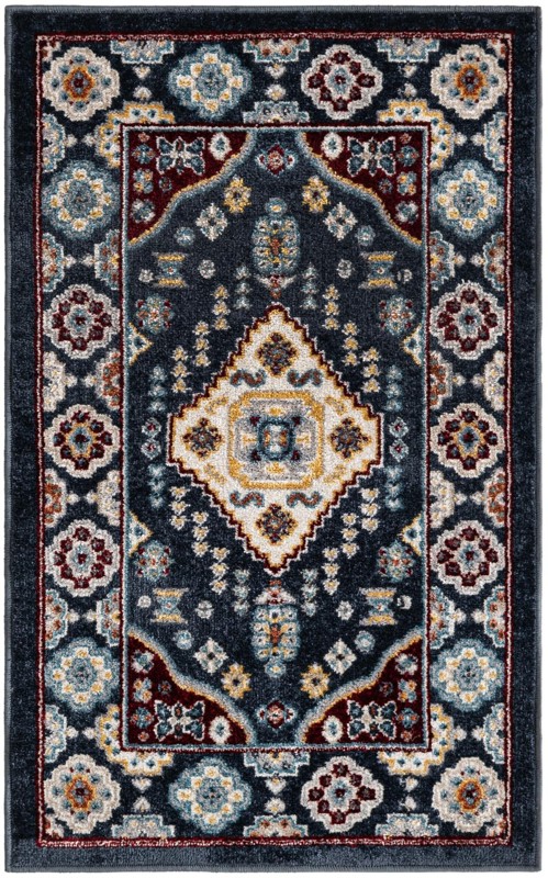 Middlebury · Medallion Washable Rug, navy and red