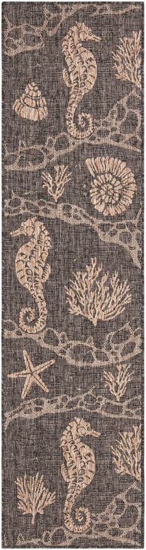 2' x 8' Daly · Pictoral Outdoor Rug, black