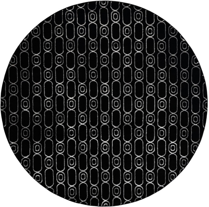 7' 10 x 7' 10 Renwick · Geometric rug, black and silver