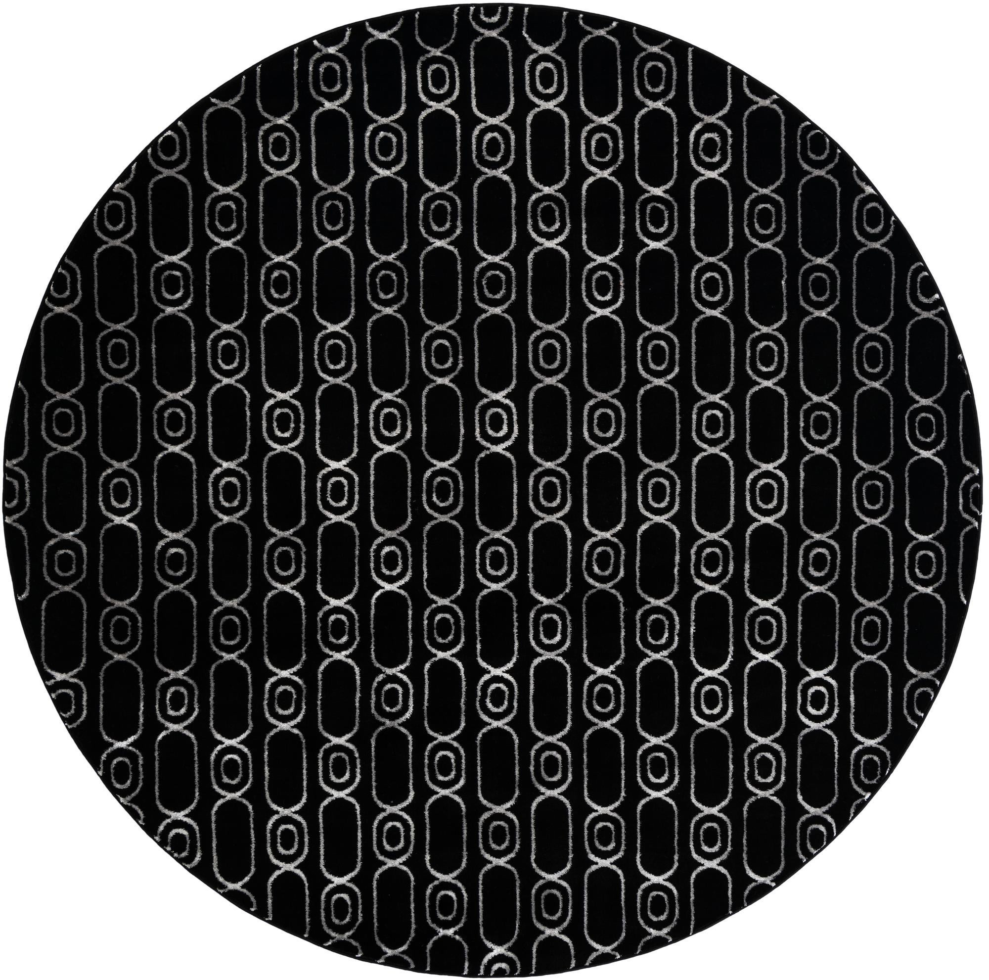 7' 10 x 7' 10 Renwick · Geometric rug, black and silver