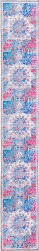 2' x 13' Rideout · Medallion Washable Rug, turquoise and pink