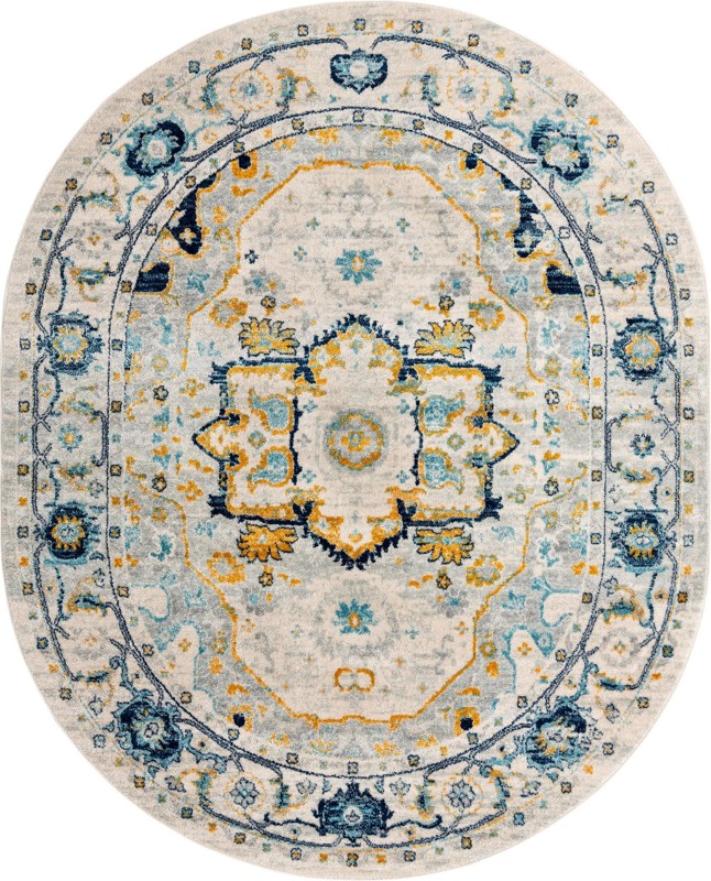 7' 10 x 10' Pierce · Medallion rug, gray, blue and yellow