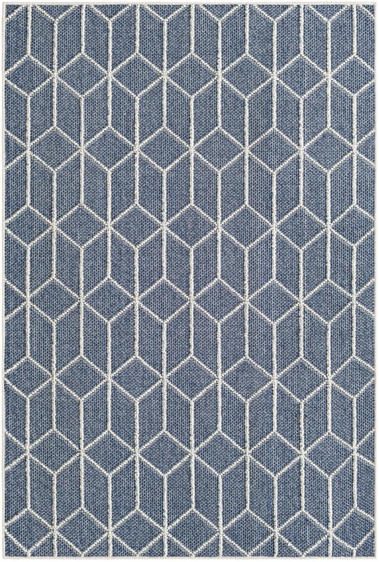 4' 1 x 6' 1 Jasper · Geometric Outdoor Rug, navy and white