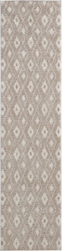 2' 7 x 10' Gaines · Diamond lattice rug, taupe and ivory