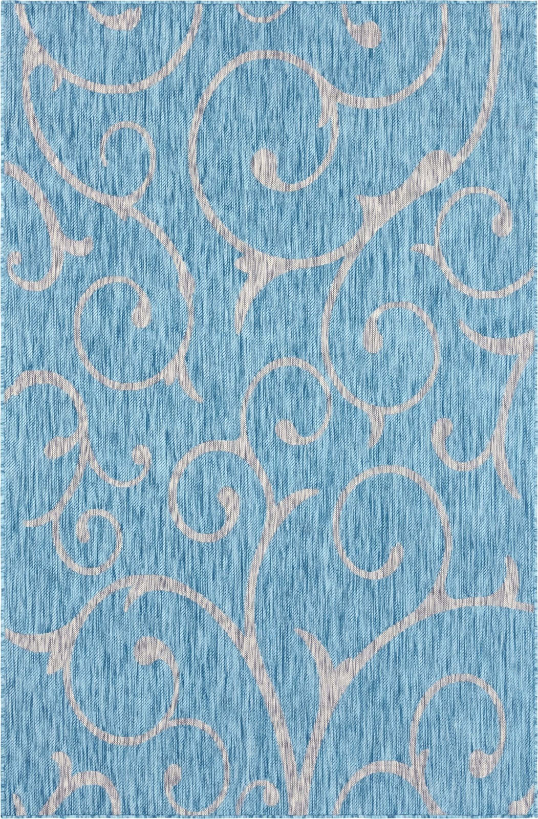 6' x 9' Shale · Floral / botanical Outdoor Rug, aqua