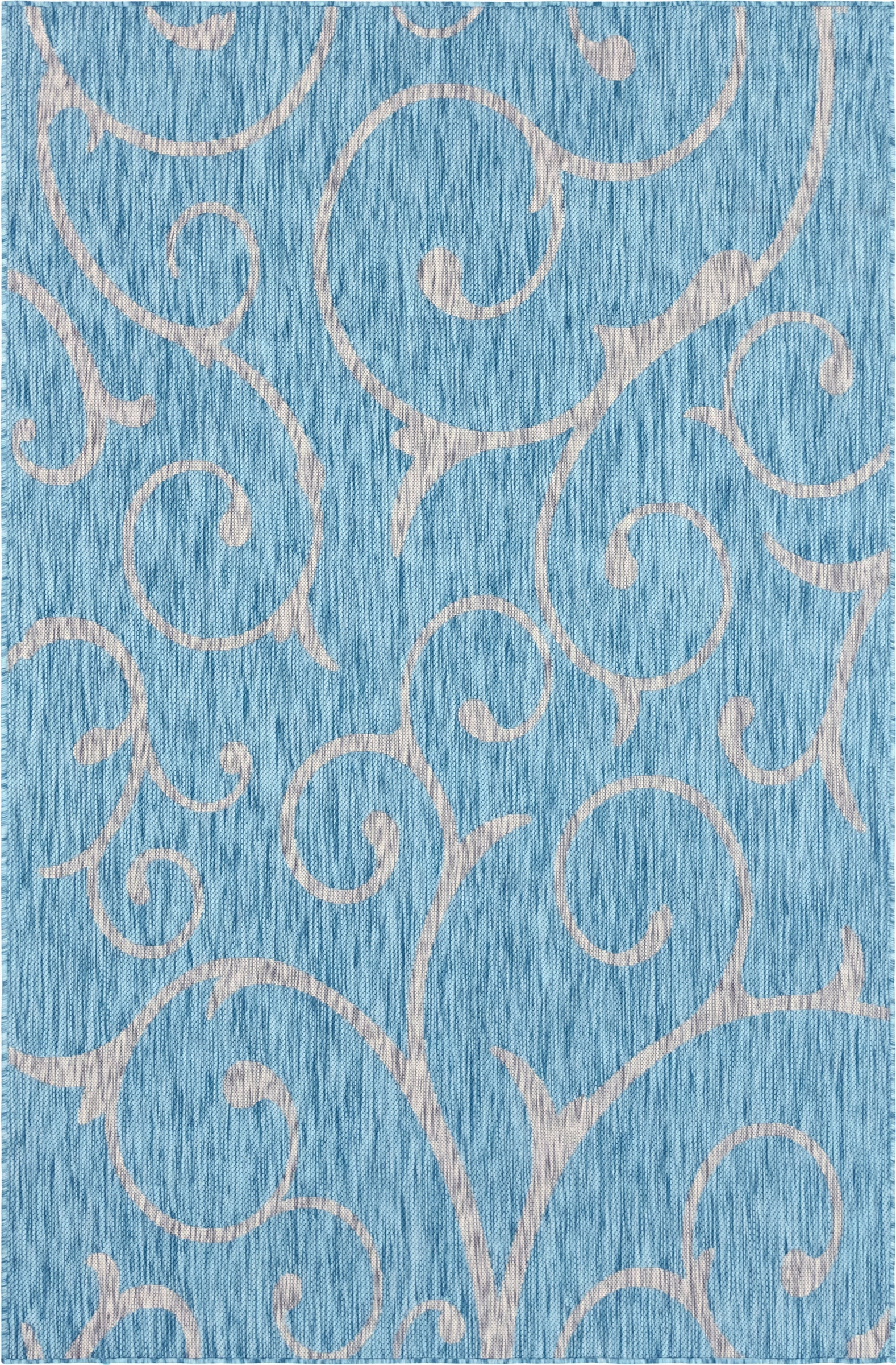 6' x 9' Shale · Floral / botanical Outdoor Rug, aqua