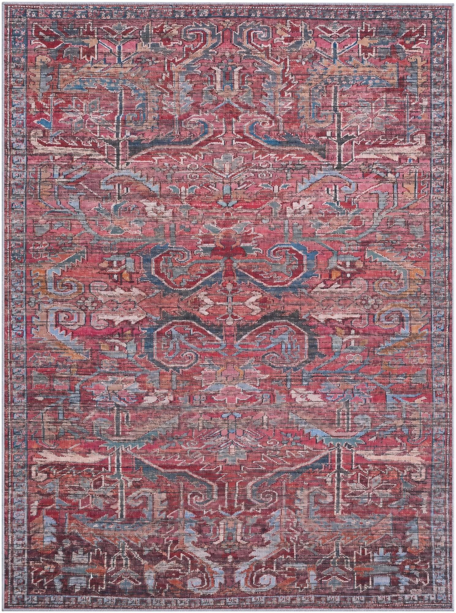 5' 3 x 7' Alcove · Medallion rug, rust and blue