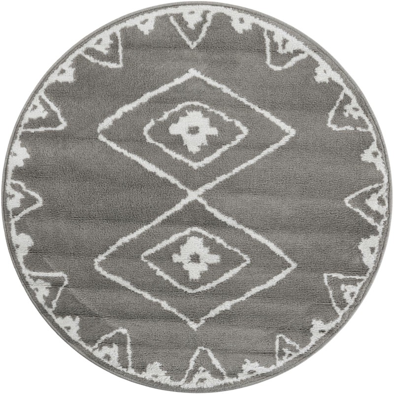 4' x 4' Sumac · Diamond rug, gray