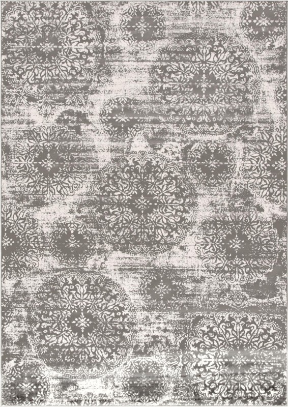 7' x 10' Blakemore · Distressed medallion rug, gray and ivory