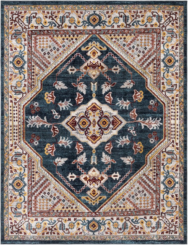 7' 10 x 10' Murray · Border Washable Rug, navy blue