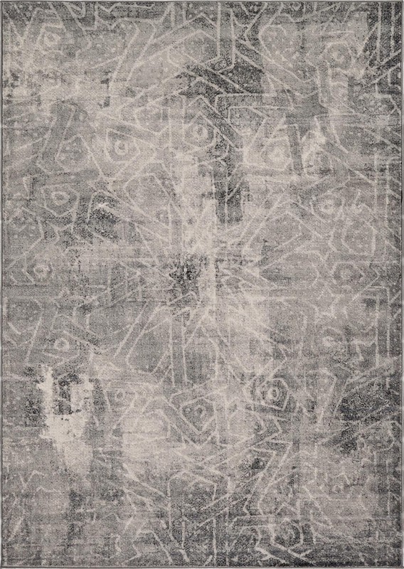 Blakemore · Distressed medallion rug, gray and ivory