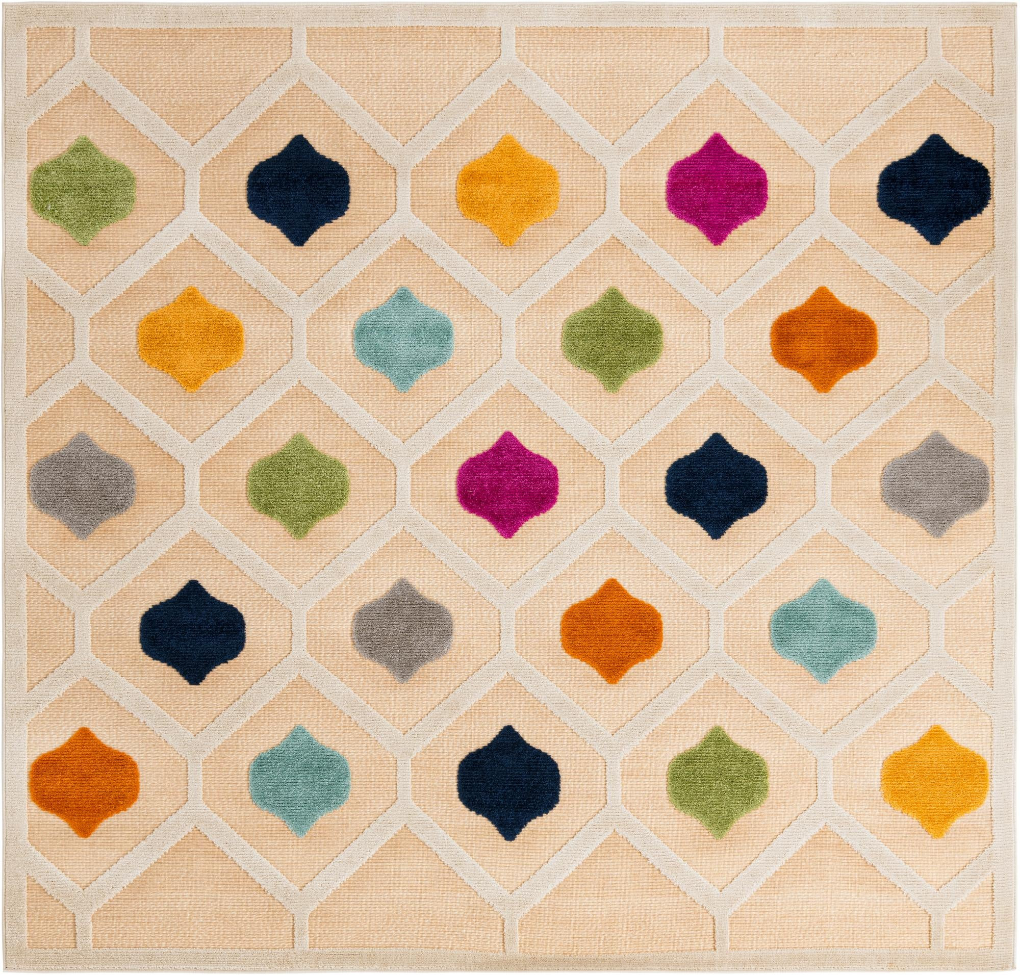 7' 10 x 7' 10 Raleigh · Geometric Outdoor Rug, beige