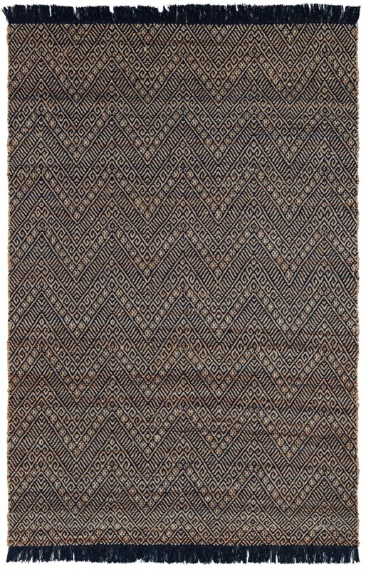 6' 1 x 9' Fulton · Chevron Braided Jute Rug, navy blue and white