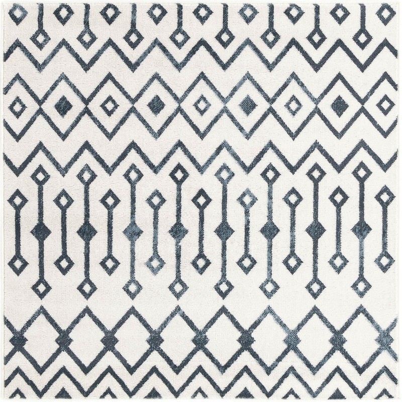 4' x 4' Eugene · Geometric rug, white and navy